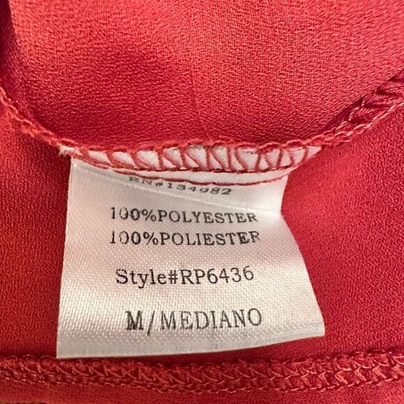 Roly Poly Womens Blouse Pullover Top Long Sleeve Pleated V-Neck Burnt Orange Med - Picture 6 of 6